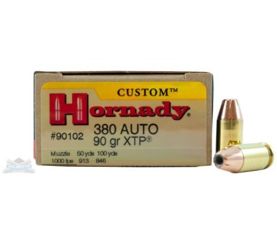 Hornady .380 Auto/ACP 90gr XTP Custom Pistol Ammunition 25rds – 90102