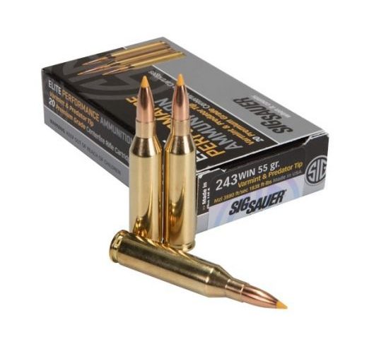 Sig Sauer 243 Win 55 GR Varmint & Predator Ballistic Tip 20 Rounds Ammunition – E243V1-20