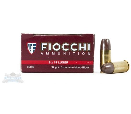 Fiocchi 9mm 92gr EMB Ammunition 50rds- – -9EMB