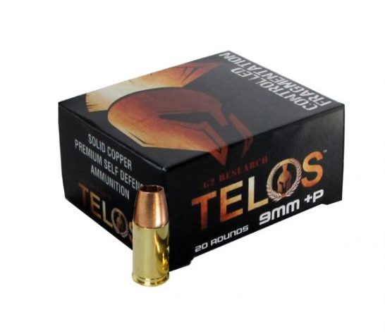 G2 Research 9mm+P 92 gr SCHP Telos Ammunition, 20 Rounds – G00619