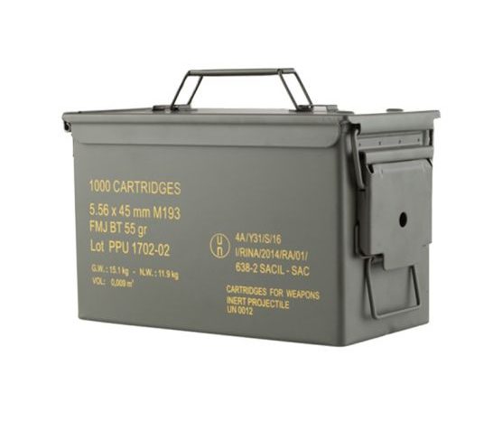 Prvi Partizan 5.56x45mm M193 FMJBT 55gr 1000 Rounds Bulk Ammo Can – PPN5561MC