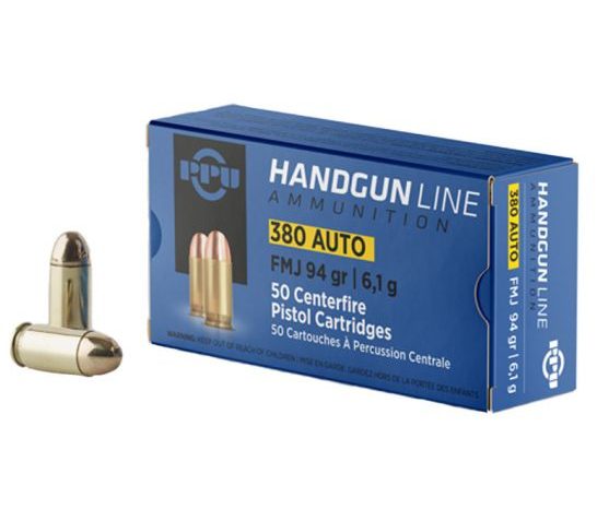 Prvi Partizan .380 Auto FMJ 94gr 50 Rounds Ammunition – PPH380AF