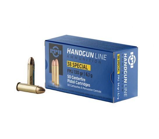 Prvi Partizan .38 Special Ammo 130 Grain FMJ 50 Rds/Box- PPH38SF