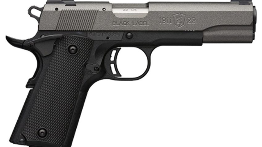 Browning 1911-22 Black Label 22 LR 4.25" 10+1 Matte Black Tungsten Gray Cerakote Aluminum Slide Black Polymer Grip 3-Dot Steel Sights Picatinny Rail