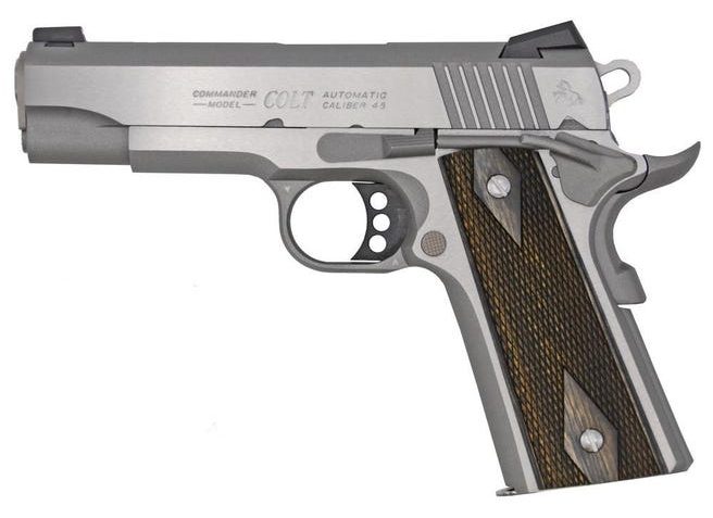 Colt 1911 Combat Commander Model 45ACP 4.25-inches 8Rds White-Dot-Novak-Sights