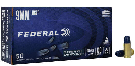 Federal Syntech Defense Hollow Point 9mm Luger 138 gr Ammo – Box of 50