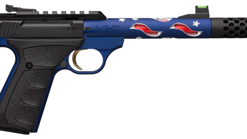 Browning, Buck Mark Plus Vision, Semi-auto, 22 LR, 5.875" barrel, Threaded, Compensator,, Blue Anodized Alum Frame, UFX Grip, Thumb Safety