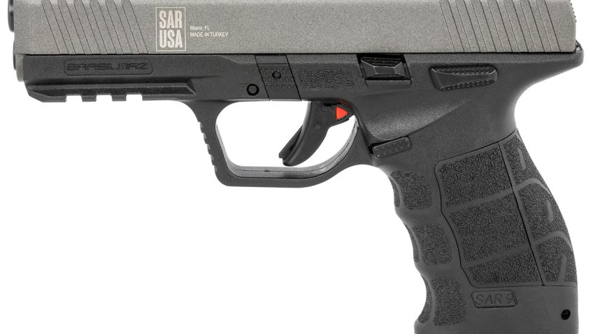 SAR USA SAR9 9mm, 4.4" Barrel, 3-Dot Sights, Black/Platinum, 17rd