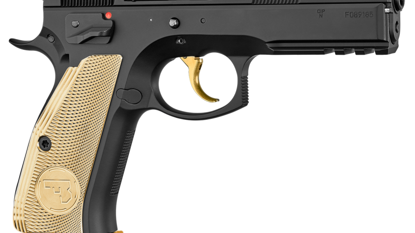 CZ 75 SP-01 Shadow 85th Anniversary 9mm, 4.7" Barrel,  Caliber with 4.70" Barrel, Gold Accents, Black, 19rd