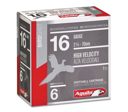 Aguila Sub-Gauge 16 Gauge 2-3/4 inches 6 Shot 1 oz Lead Shotshell, Birdshot, 25/Box – 1CHB1616