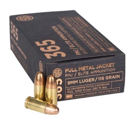 Sig 365 9mm 115gr FMJ Elite Ball Ammunition, 50 Rounds – E9MMB1-365-50