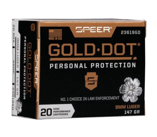 Speer Gold Dot Personal Protection 9mm 147 gr GDHP 20 Rounds Ammunition – 23619GD