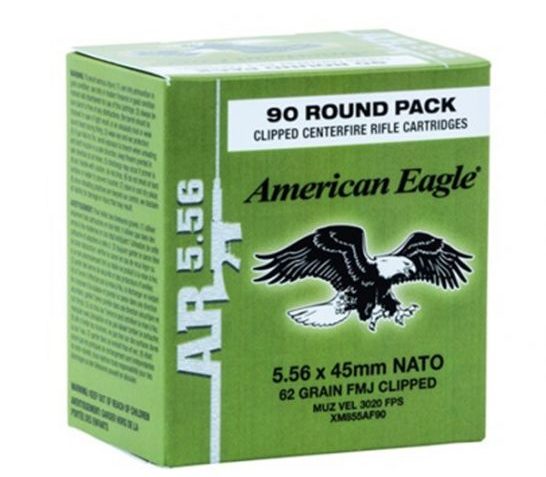 American Eagle 5.56×45 62 gr FMJ 90 Rounds on Stripper Clips – XM855AF90