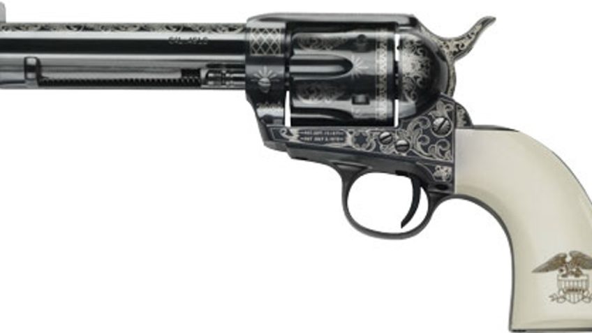 Pietta 1873 GW2 Liberty 45 Colt, 4.75" Barrel, Blued Engraved Ultra Ivory with Liberty Eagle Grip, 6rd