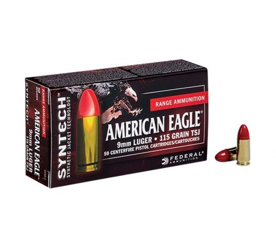 Federal American Eagle 9mm Ammo 115 Grain TSJ 50 rds/box – AE9SJ1