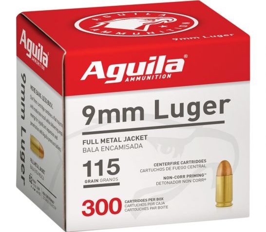 Aguila 9mm 115 gr Full Metal Jacket Ammunition, 300/box – 1E097700