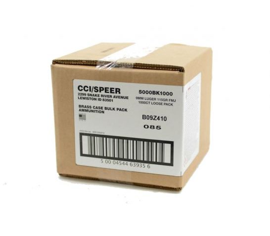 CCI 9MM 115gr FMJ 1,000 Rounds Bulk Pack – CC5000BK1000