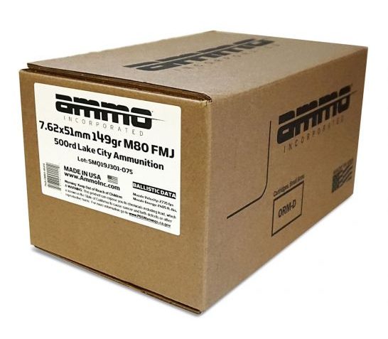 Ammo Inc 7.62×51 149 GR M80 500 Rounds Ammunition – 762LCM80-A500