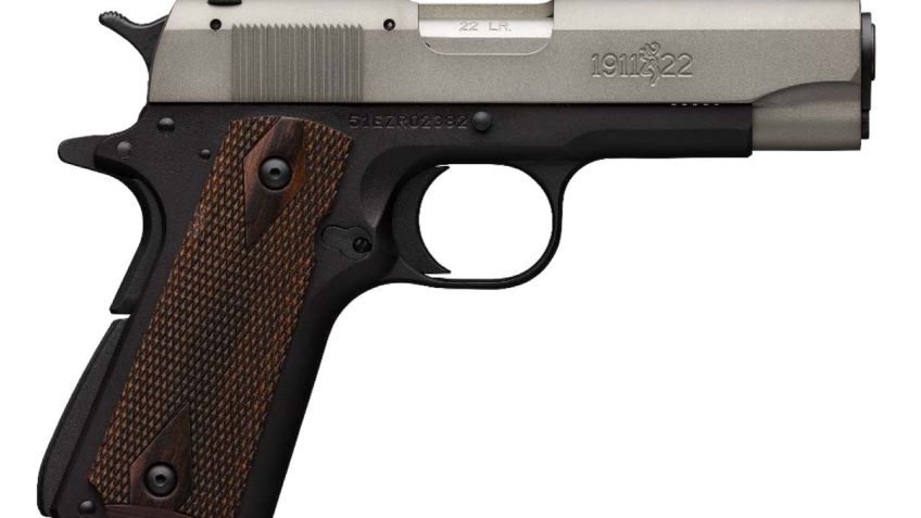 Browning 1911-22 A1 Compact *CA Compliant* .22 LR, 4" Barrel, Walnut Grips, SS/Black, 10rd