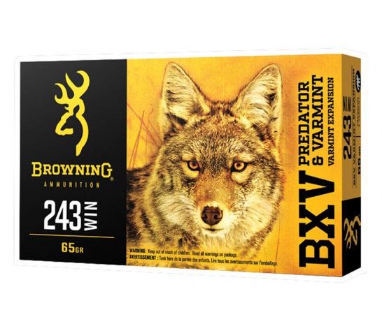 Browning BXV 65 gr Polymer Tip 243 Winchester Ammunition 20 Rounds – B192302431