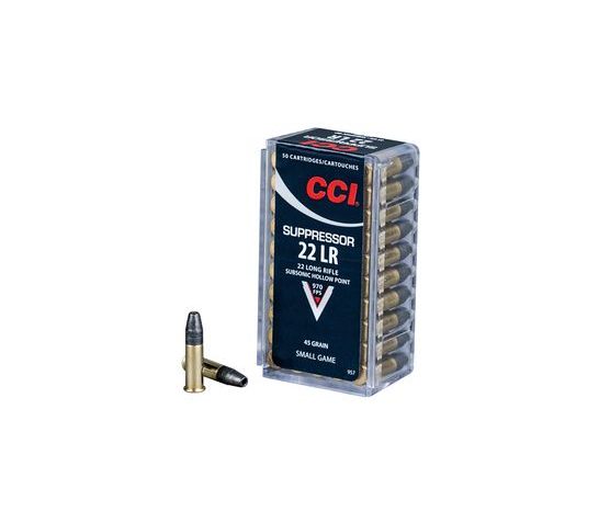 CCI .22 Long Rifle 45gr HP Suppressor Ammunition 50rds –  957