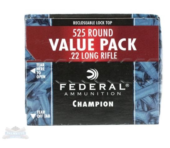 Federal .22 Long Rifle 36gr Copper Plated HP Champion Ammunition, 525 Rounds – 745