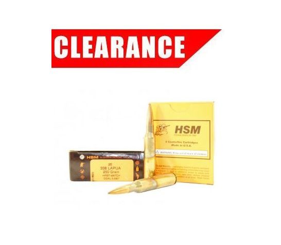 HSM 338 Lapua Mag 250gr HPBT Ammunition New Manufactured OAL 3.680 20rds – HSM-338Lapua-2-N68