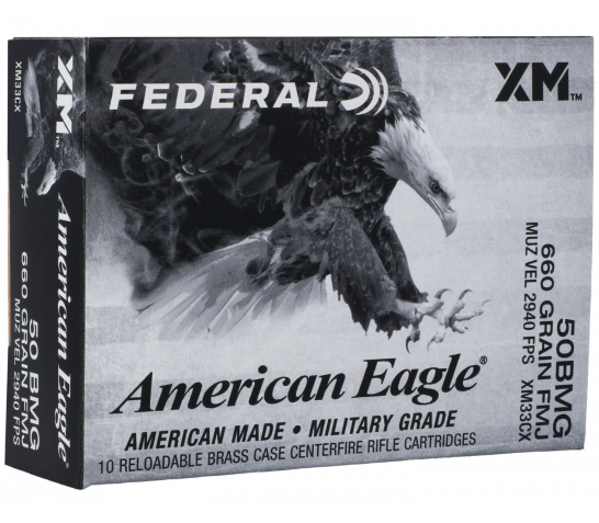 Federal American Eagle .50 BMG Ammo 660 Grain FMJ,10 rds – XM33CX