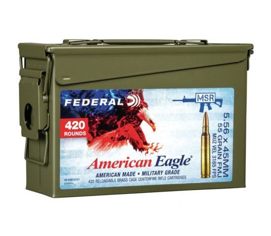 Federal American Eagle 55 gr FMJ-BT 5.56×45 Ammunition 420 Rounds – XM193BK420 AC1X