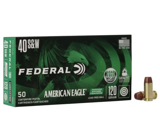 Federal American Eagle IRT 120 gr Lead Free Ball 40 S&W Ammunition, 50 Rounds – AE40LF1