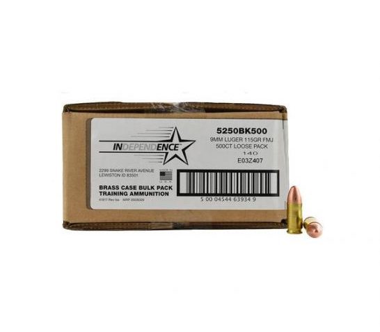 Federal Independence 115 gr FMJ 9mm Ammunition 500 Round Value Pack – 5250BK500