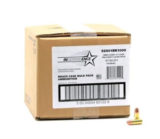 Federal Independence 115 gr FMJ Bulk 9mm Ammunition 1000 Rounds – 52501BK1000