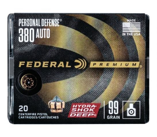 Federal Personal Defense .380 ACP 99 gr Hydra Shok 20 Rounds Ammunition – P380HSD1