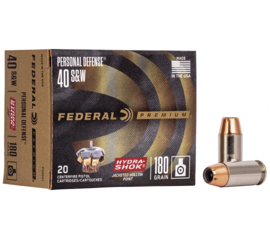 Federal Personal Def. 40 S&W Ammo 180 Gr JHP Hydra-Shok 20 rds/box – P40HS1