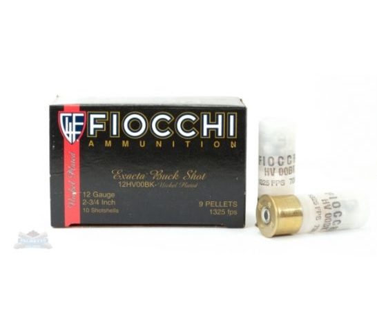 Fiocchi 12ga 2.75" 00B 9 Pellet Exacta Shotshell Ammuinition 10rds – 12HV00BK