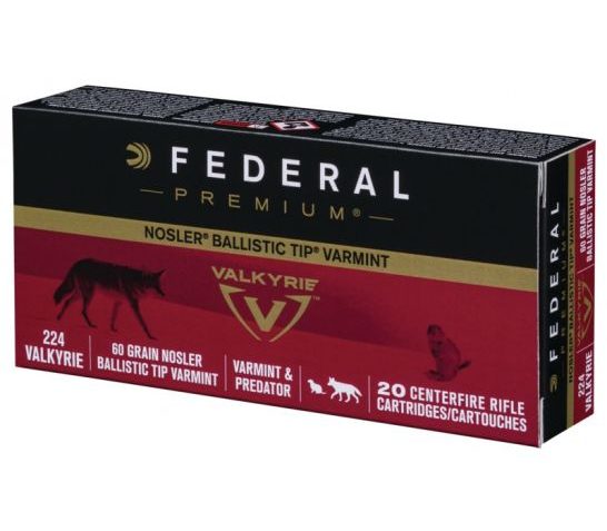 Federal Premium .224 Valkyrie 60gr Nosler Ballistic Tip Ammunition, 20 Rounds – P224VLKBT1