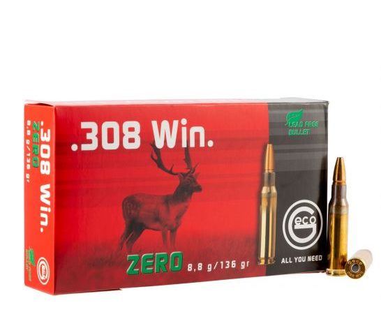 Geco Zero 136 gr Jacketed Hollow Point .308 Win Ammo, 20/box – 282440020