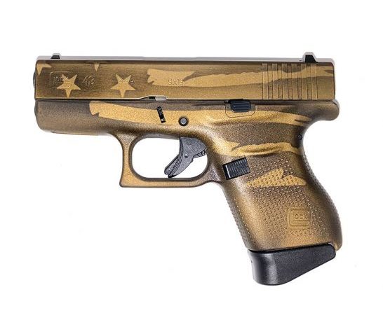 Glock 43 9mm Pistol, Battleworn Bronze Distressed Flag – UI4350204-BBBWFLAG