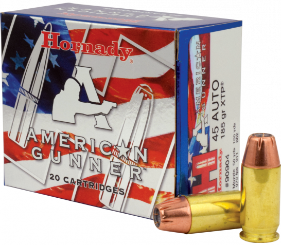 Hornady 45 Auto/ACP 185gr XTP American Gunner Ammunition 20rds – 90904