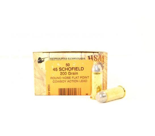 HSM 45 Schofield 200gr RNFP Ammunition New Manufactured Cowboy Action 50rds – HHSM-45S-1-N