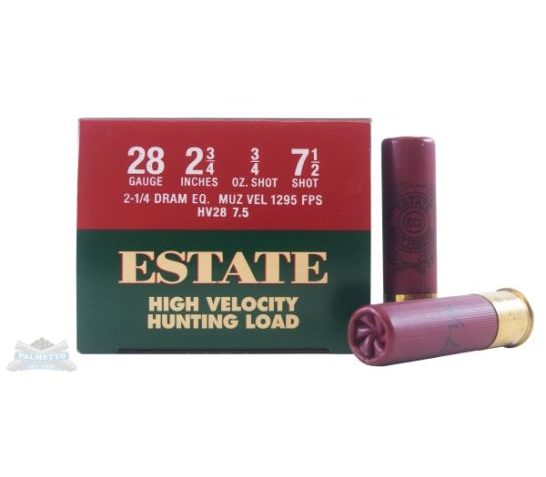 Estate 28ga 2.75" #7.5 Shotshells 25rds – HV28 7.5