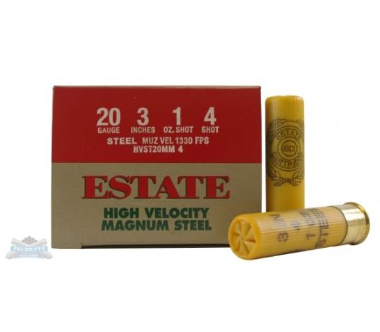 Estate 20ga 3" 1oz #4 High Velocity Steel Shotshells 25rds – HVST20MM 4