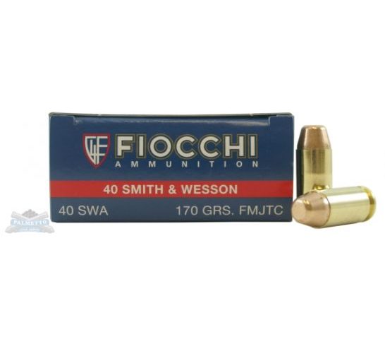 Fiocchi 40 S&W 170gr FMJTC Ammunition 50ct box- – -40SWA