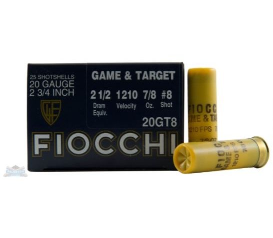 Fiocchi 20ga 2.75" 7/8oz #8 Game Load Shotshell Ammunition 25rds – 20GT8