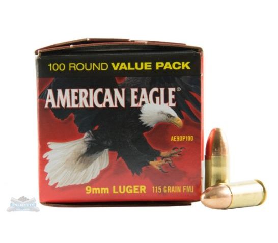 American Eagle 9mm 115gr FMJ Ammunition 100rds – AE9DP100