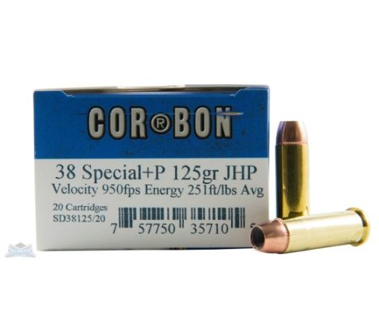 Cor-Bon 38 Special+P 125gr JHP Ammunition 20rds – SD38125/20