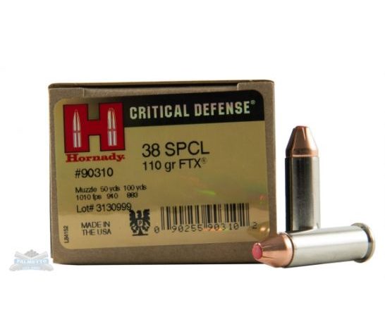 Hornady 38 Special 110gr FTX Critical Defense Ammunition 25rds – 90310