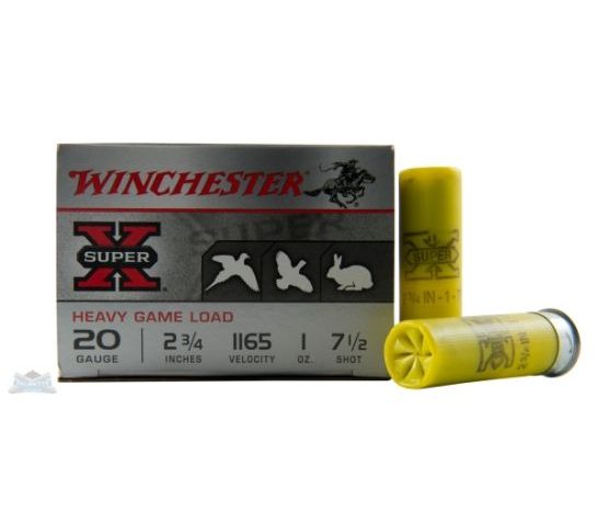 Winchester 20ga 2.75" 2-1/2oz #7.5 Super-X Ammunition 25rds – XU20H7