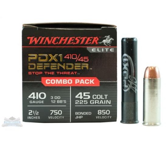 Winchester 410/45 Colt PDX1 Combo Pack Ammunition 20rds  (10 410  & 10 45) – S41045PD