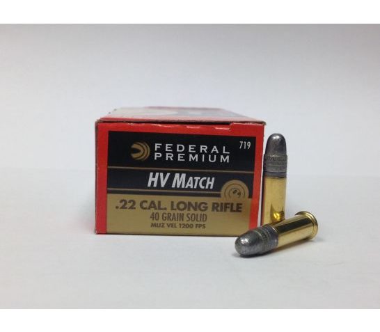 Federal 22 Long Rifle 40gr Solid Gold Medal Ammunition 50rds – 719